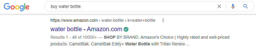 amazon Wasserflasche SERP